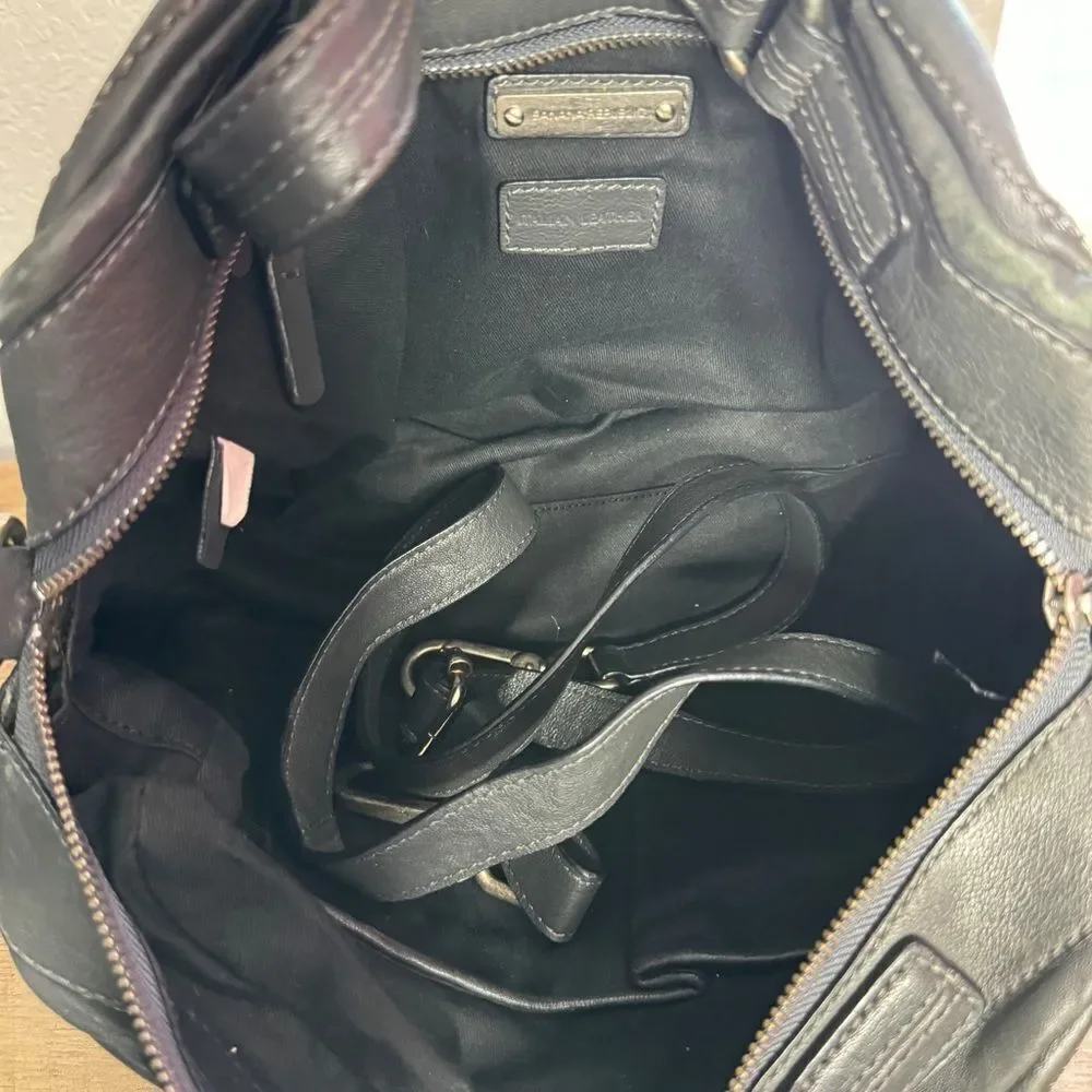 Banana Republic Charcoal Lambskin Leather Slouchy Satchel Hobo Quiet Luxury